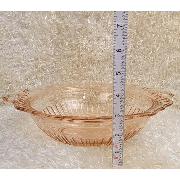 Antique Pink Depression Glass Serving Bowl in the Mayfair Open Rose Pattern - Picture 8 of 9